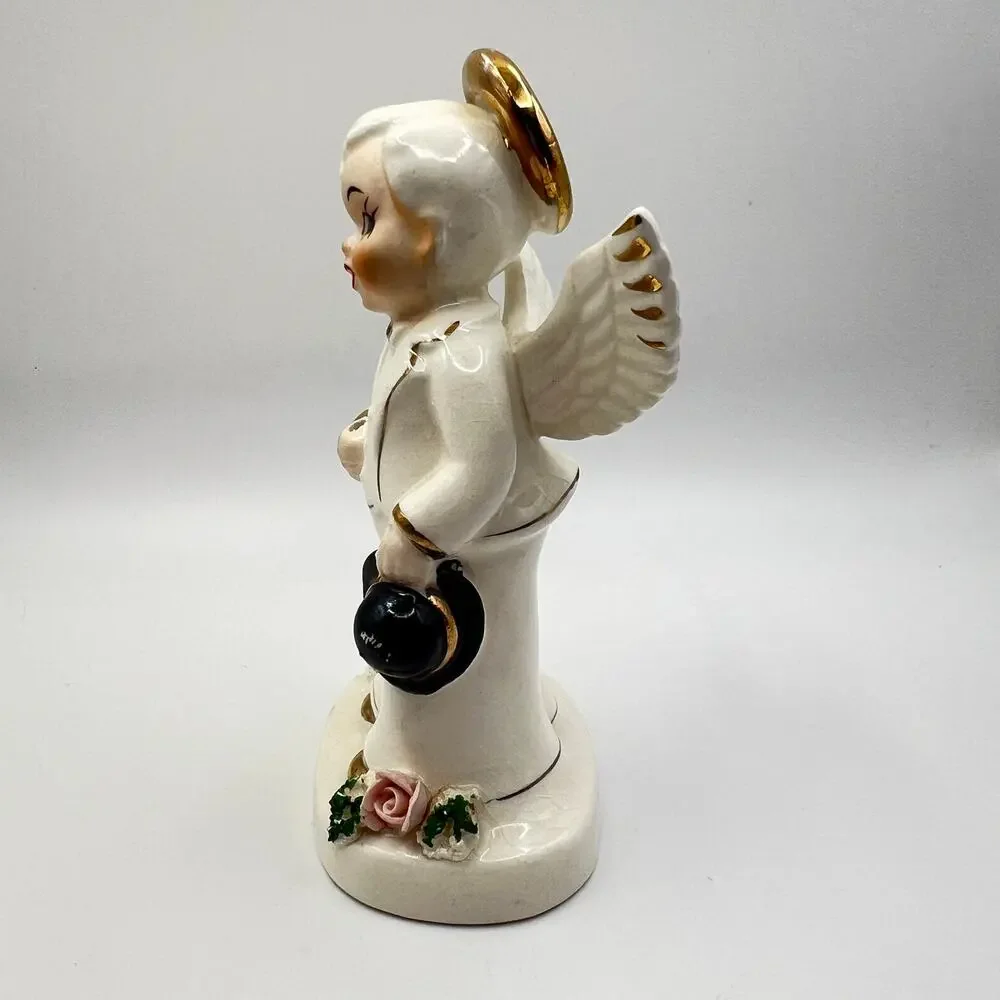Vintage 50s Norcrest Japan July Boy Birthday Angel Figurine Flower Holder